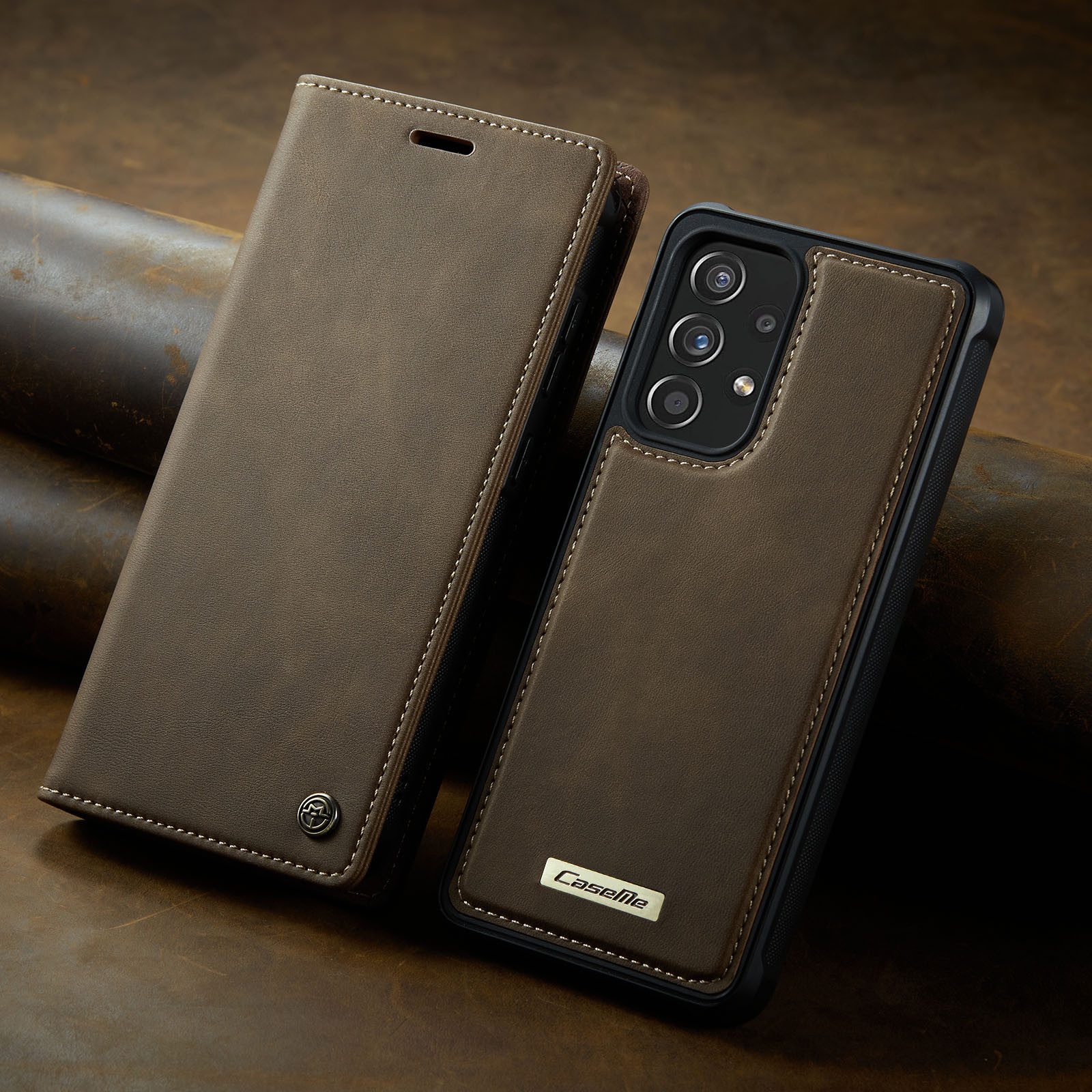 Mycotech Handyhülle Premium 2in1 Klapphülle für Samsung mit abnehmbarem Case Retro Leder
