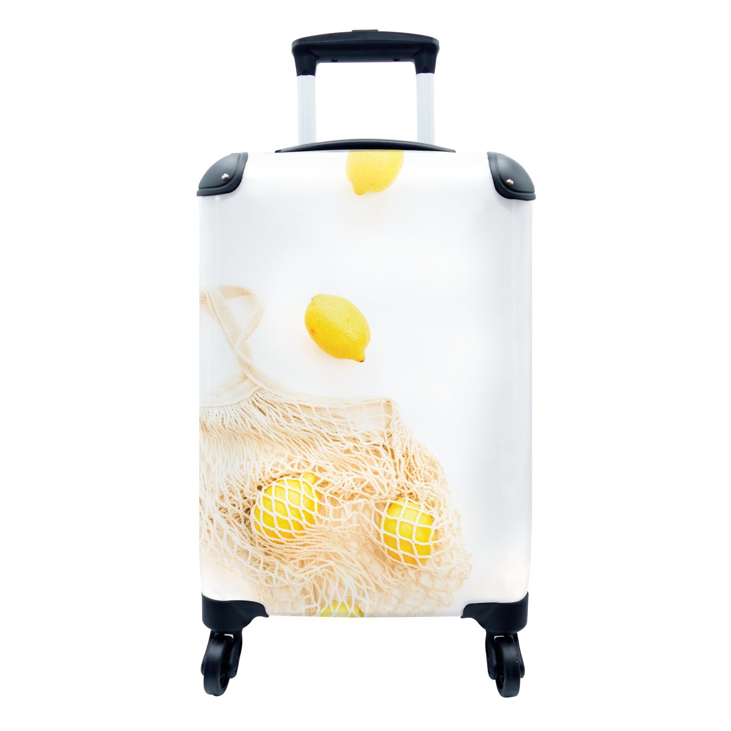 MuchoWow Handgepäckkoffer Zitrone - Tasche - Gelb, 4 Rollen, Reisetasche mit rollen, Handgepäck für Ferien, Trolley, Reisekoffer