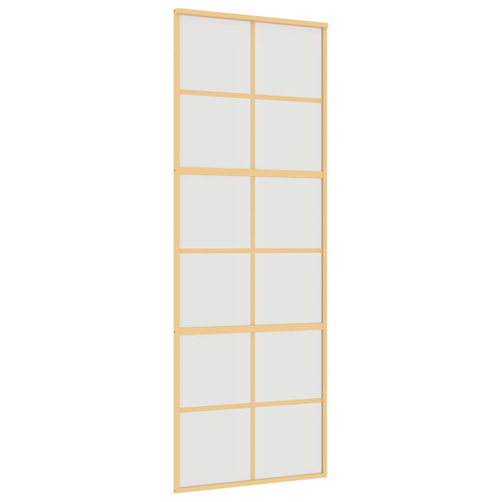 vidaXL Haustür Schiebetür Golden 76x205 cm Matt ESG-Glas und Aluminium (1-St)