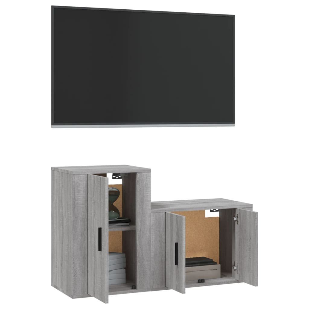 2-tlg. TV-Schrank Holzwerkstoff Grau Sonoma (2-St) TV-Schrank-Set vidaXL