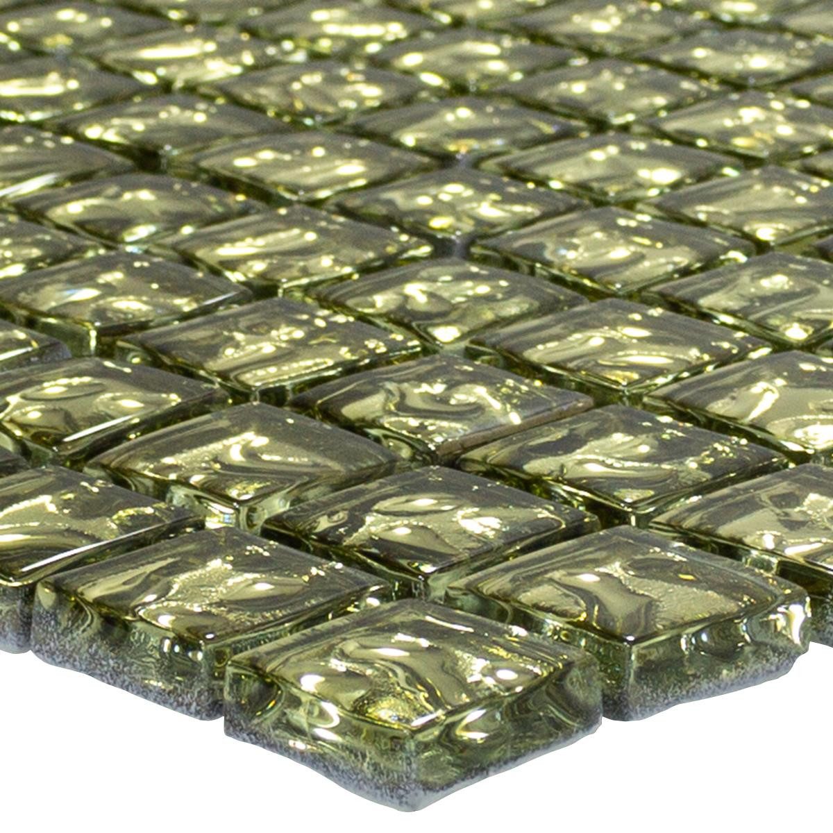 Mosafil Mosaikfliesen Glasmosaik Fliesen Aquatic, Glas 29.800x29.800, gold, Verlegefertig auf ein Netz geklebt - Wasserfest