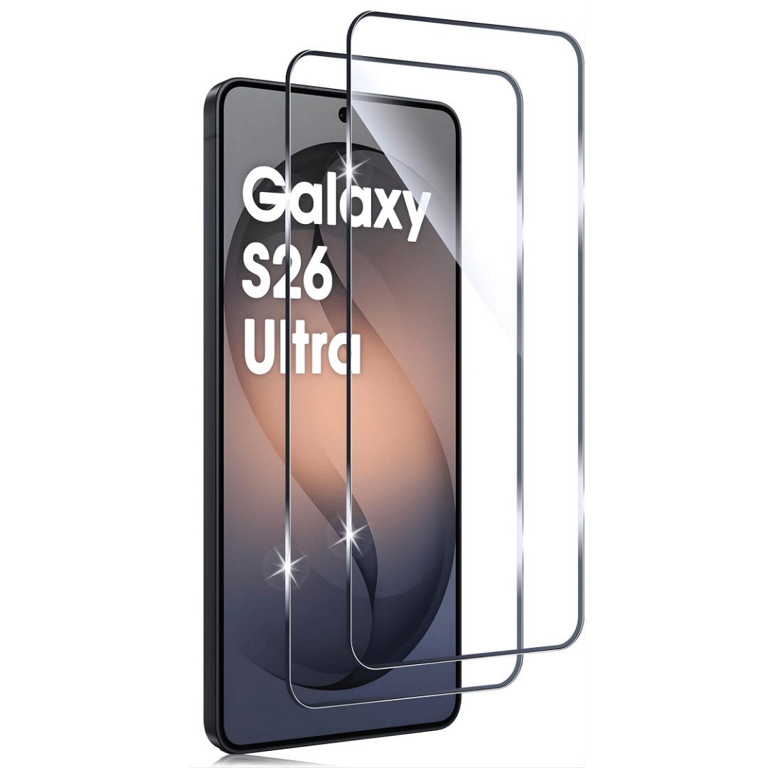 SmartUP Displayschutzglas 2X Schutzglas für Samsung Galaxy S26 Ultra Display Panzerfolie Full 9H für Samsung Galaxy S26 Ultra, 2 Stück, Rundumschutz, passgenaue Verarbeitung