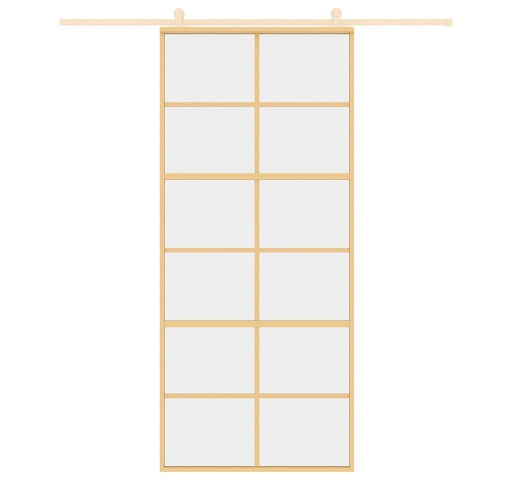 Thumbnail - vidaXL Haustür Schiebetür Golden 90x205 cm ESG-Klarglas und Aluminium (1-St)