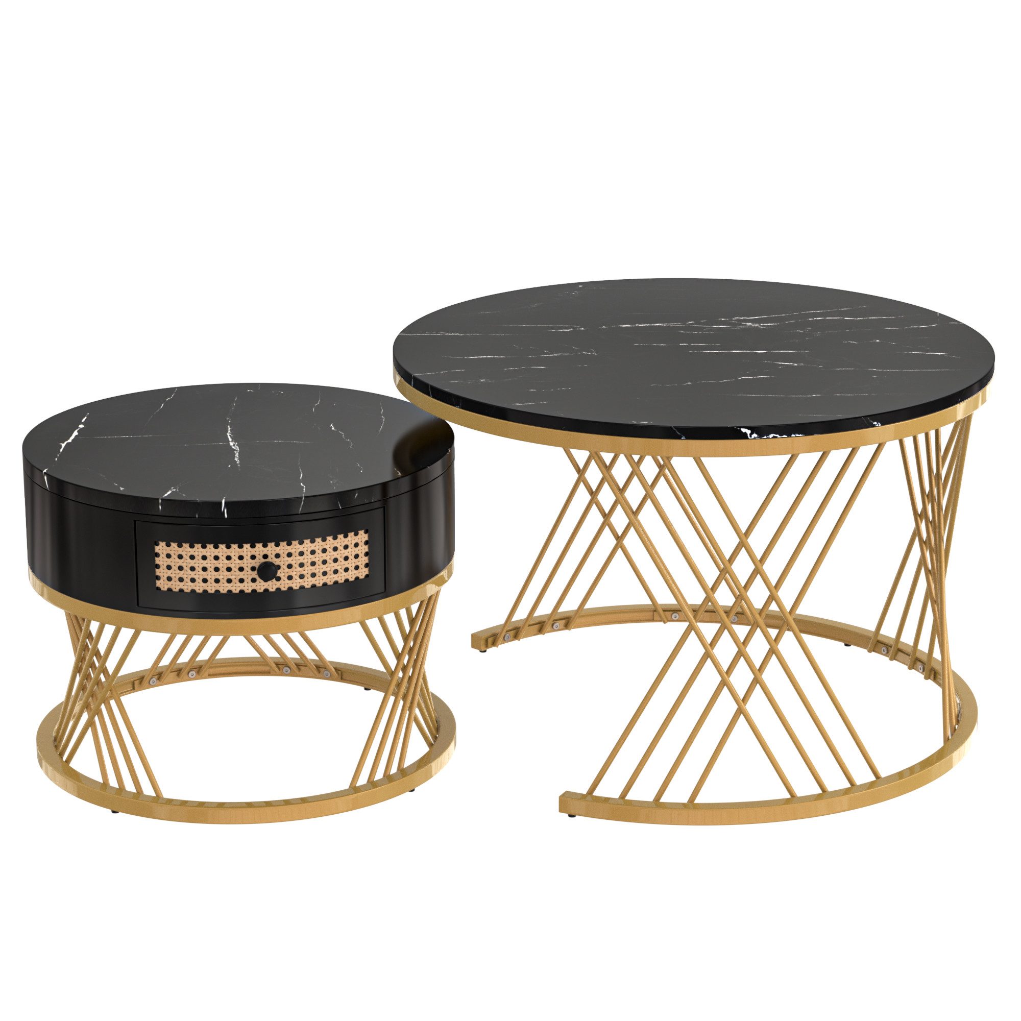 Merax Couchtisch (2er Set), in Marmoroptik günstig online kaufen