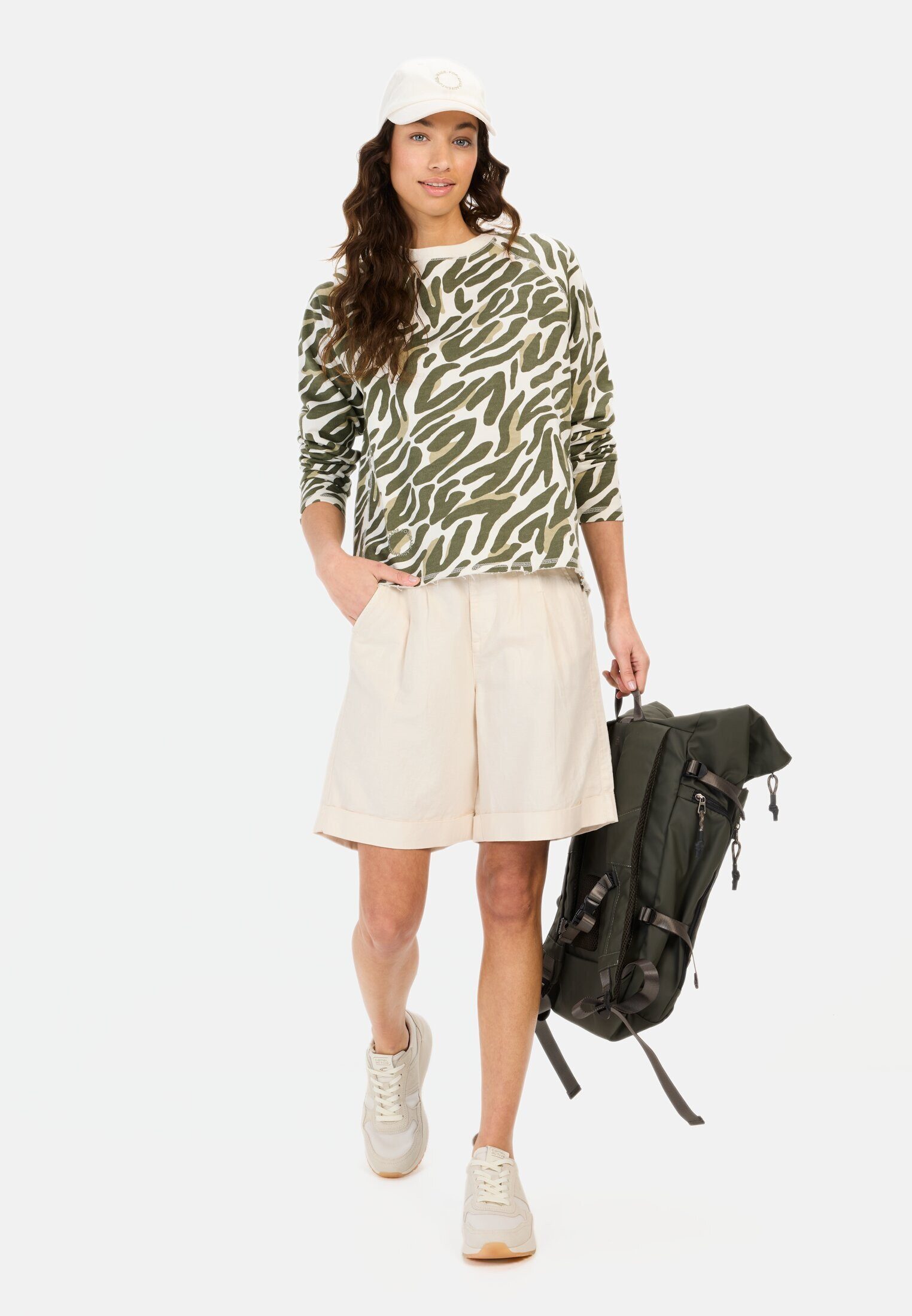 camel active Sweatshirt mit Allover-Print Langarm Rundhals