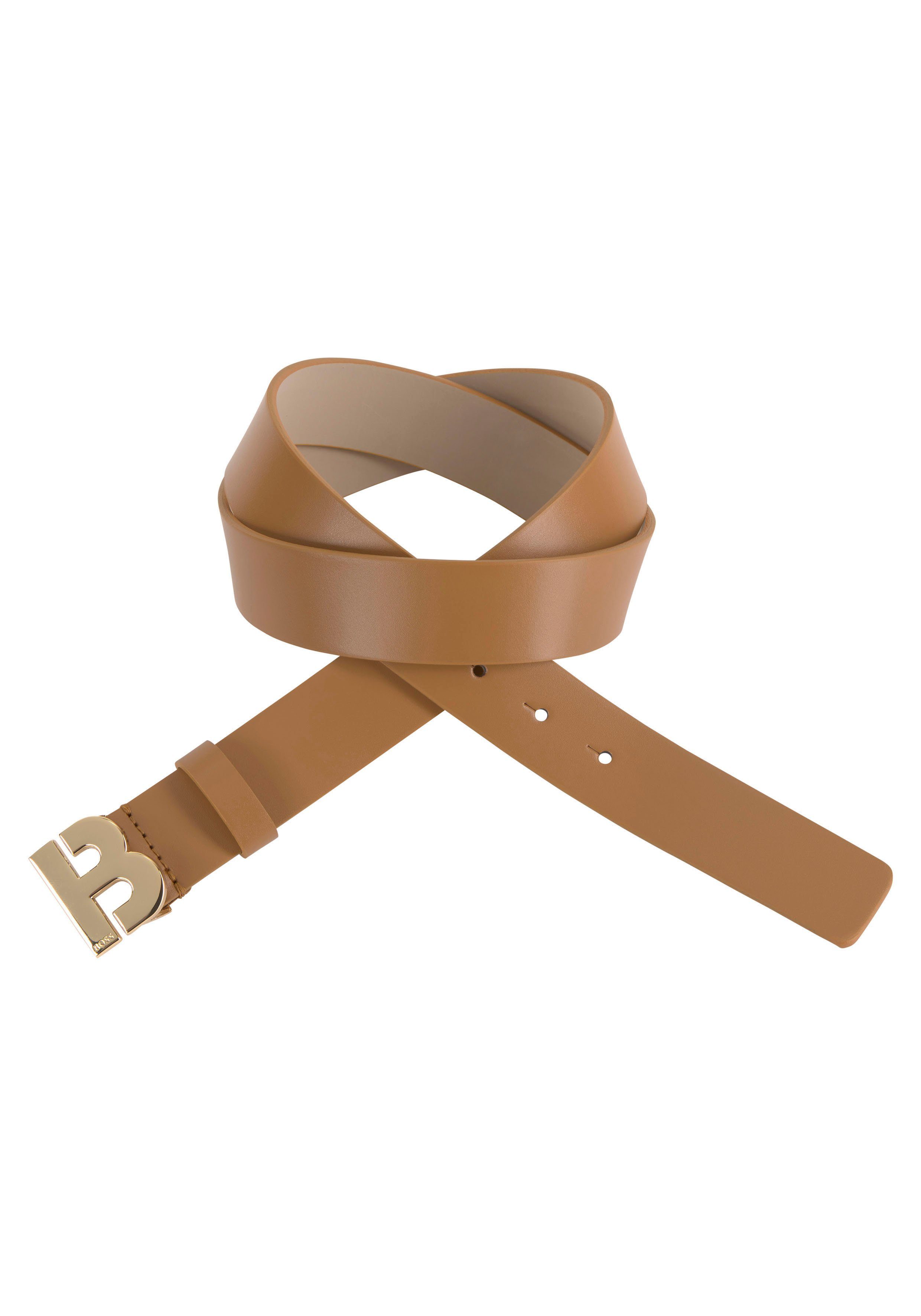 BOSS Ledergürtel Icon Belt mit Logo-Schliesse beige