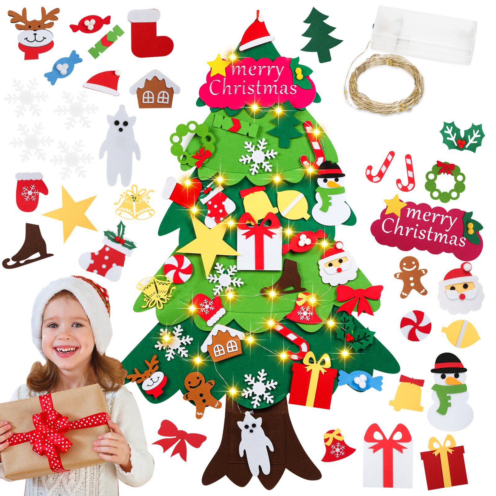 Lospitch Künstlicher Weihnachtsbaum Künstlicher Weihnachtsbaum Filz Weihnachtsbaum Kinder DIY Christmas | Künstliche Weihnachtsbäume