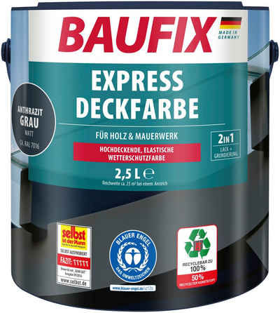 Baufix Wetterschutzfarbe »Express Deckfarbe«, erhöhte Witterungsbeständigkeit, elastisch, 2,5L, matt