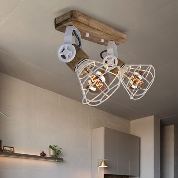 Steinhauer LIGHTING LED Deckenspot, Leuchtmittel nicht inklusive, Wandleuchte Spotlampe Deckenleuchte Strahler schwenkbar Gitter Holz