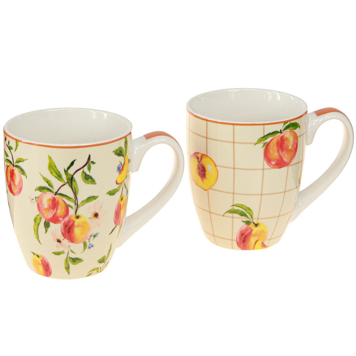 Kaemingk Dekofigur Keramiktasse Pfirsich Deko Becher H10,5cm 2St