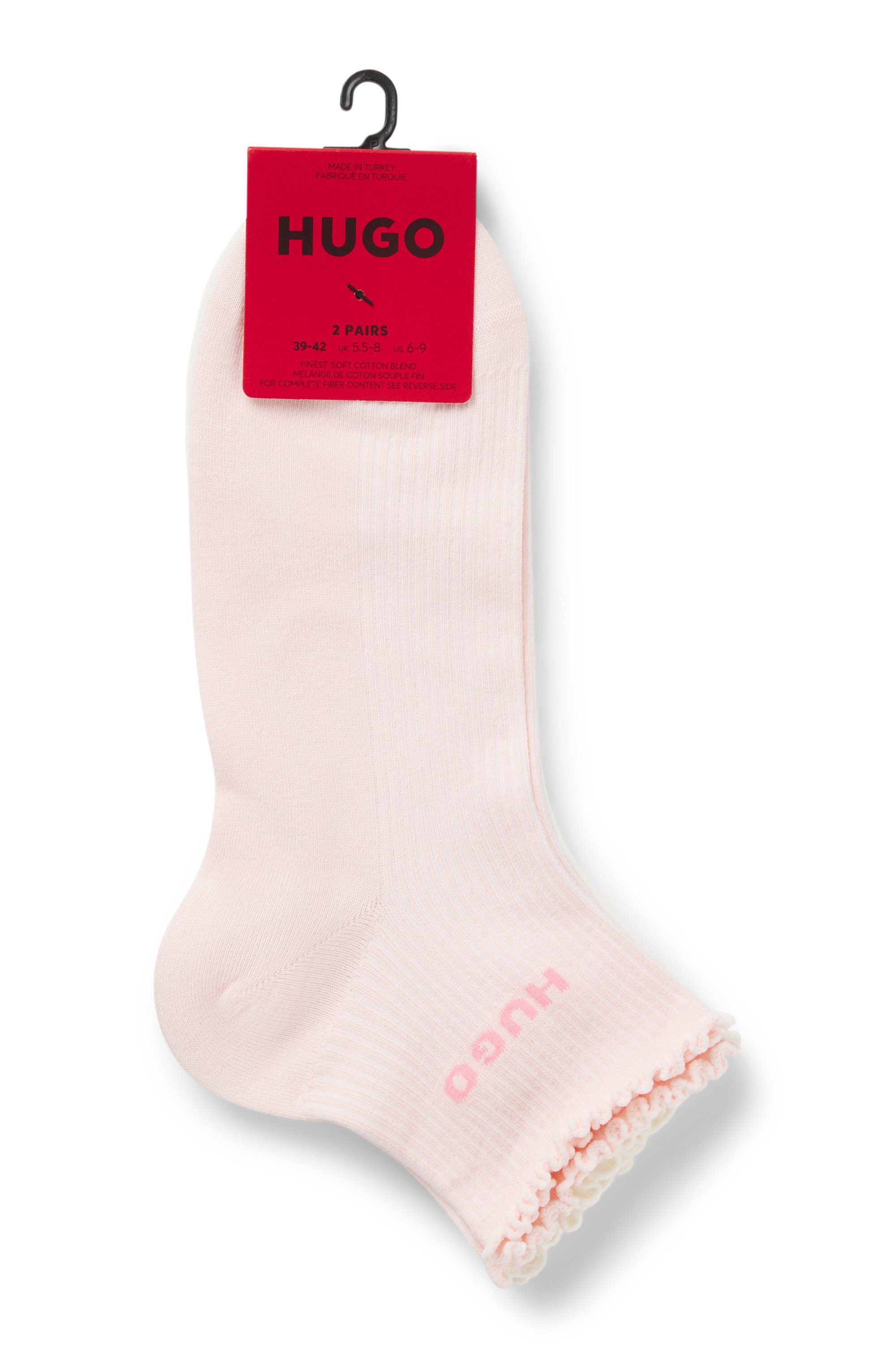 HUGO Kurzsocken mit gewellter Kante, Rippstruktur