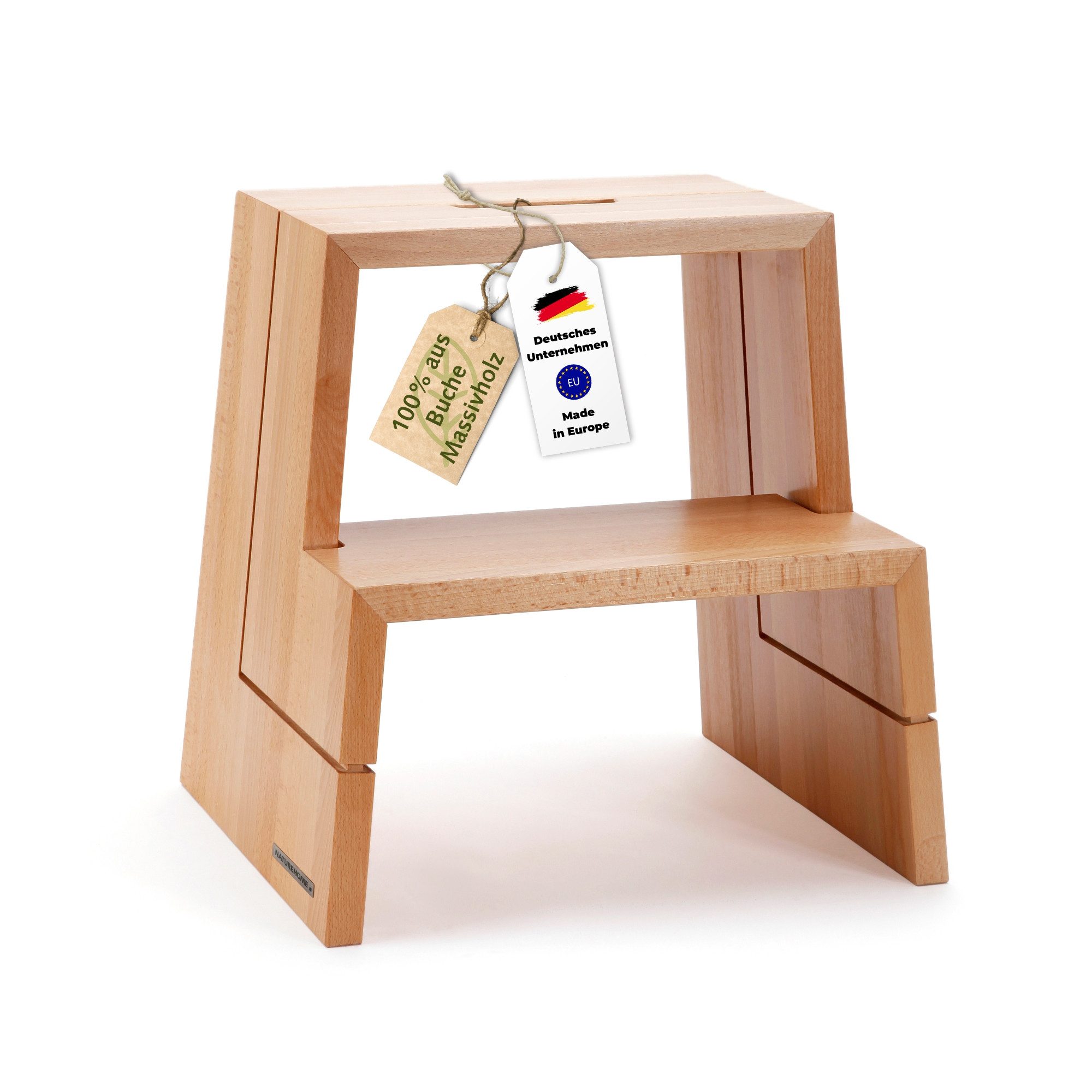 NATUREHOME Tritthocker DESIGN Tritthocker Hocker Buche 46 x 38 x 46 cm