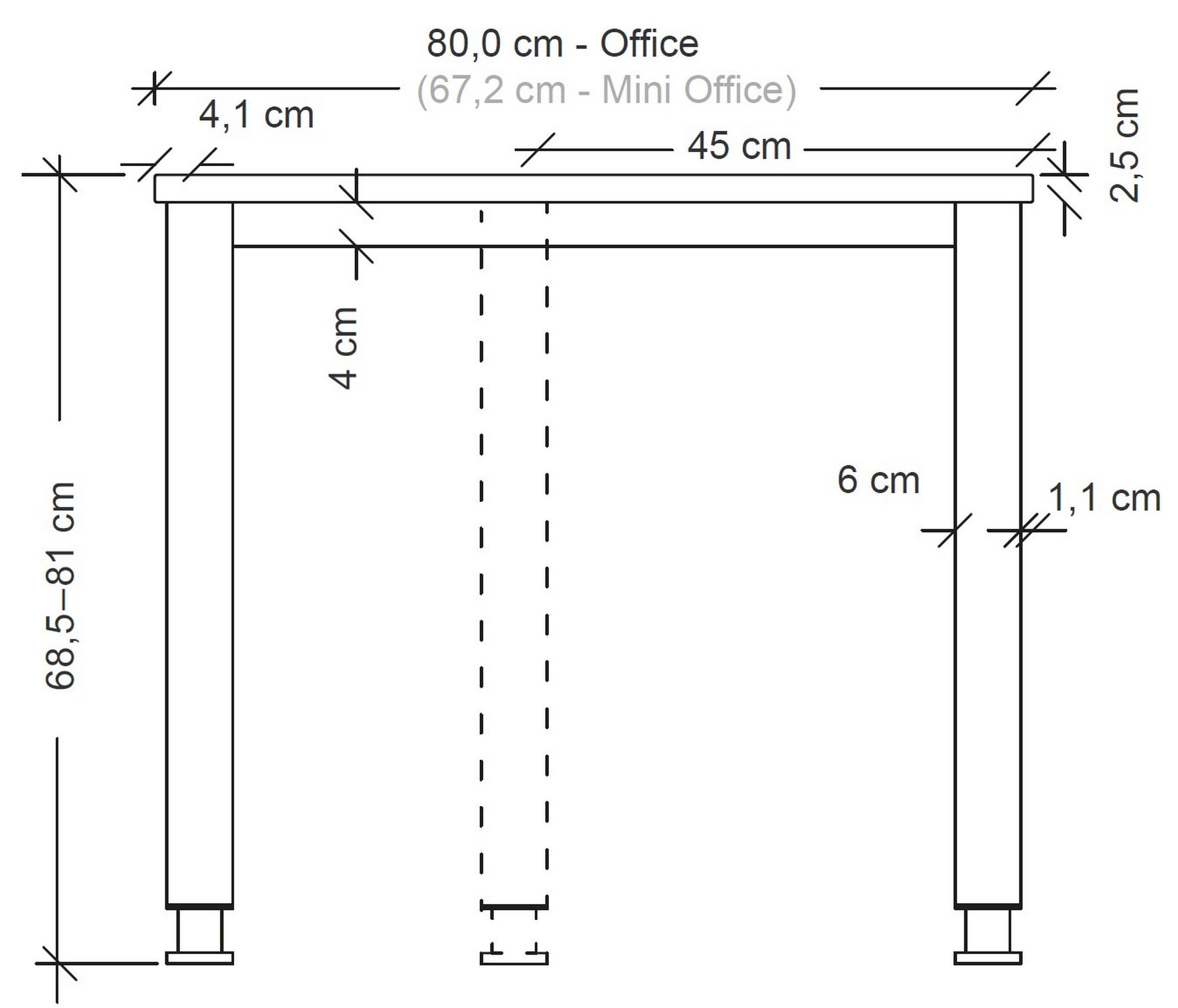 Schreibtisch - 80 cm Dekor: 80 Grau bümö x Quadrat: Schreibtisch Serie-Q,