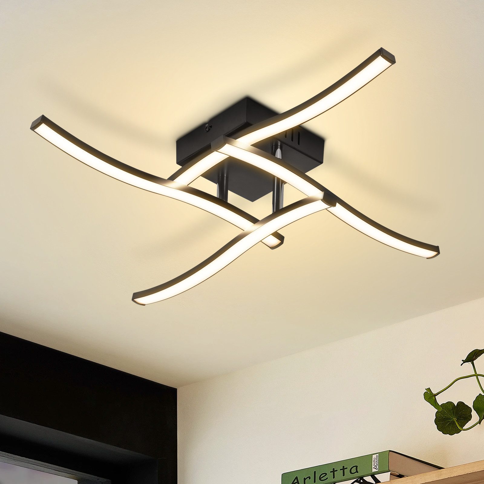 Nettlife Deckenleuchte Flur Schwarz 6W 3000K Modern Innen Wellen Design War günstig online kaufen