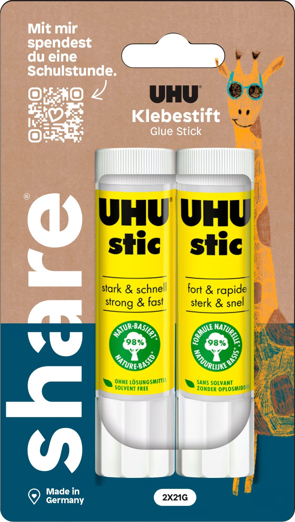 UHU Haftnotizen share Klebestift 21 g – 2er Set, UHU