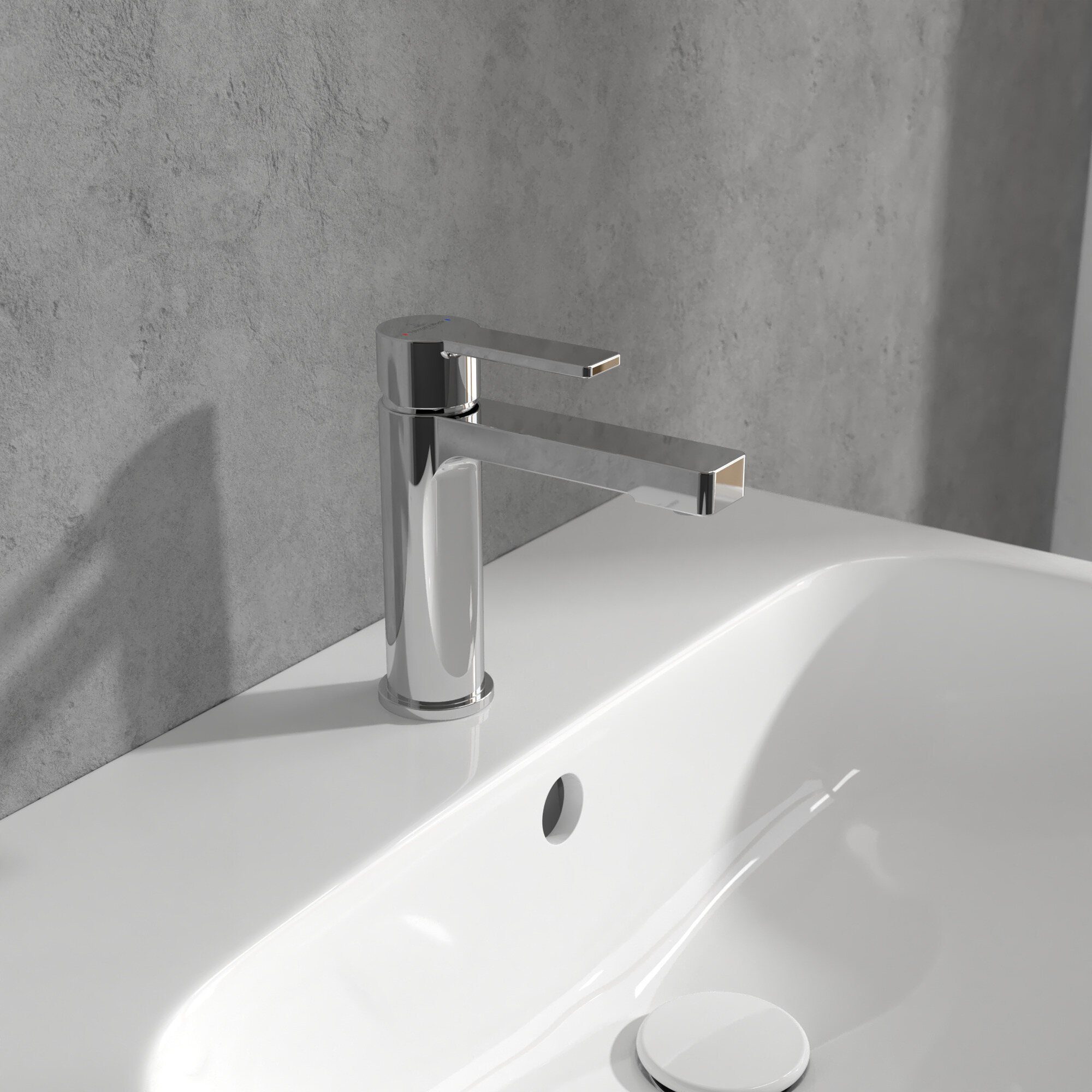 Villeroy & Boch Waschtischarmatur Architectura Einhebel, mit Zugstangen-Ablaufgarnitur, Standmontage - Chrom
