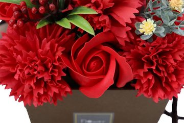 Seifen-Set Seifenblumenstrauß - Rote Rose & Nelke