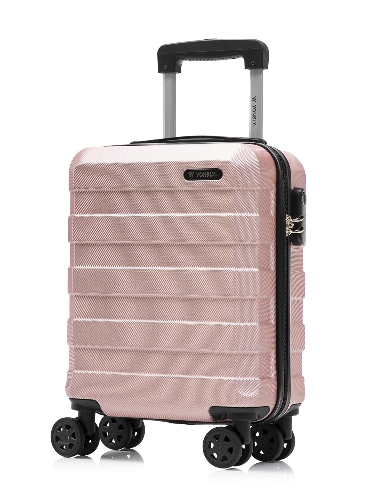 YONSLY Handgepäckkoffer Reisekoffer Trolley Handgepäck Hartschale, 4 Rollen, Zahlenschloss, ABS-Hartschale, 360°-Rollen, weicher Gummigriff