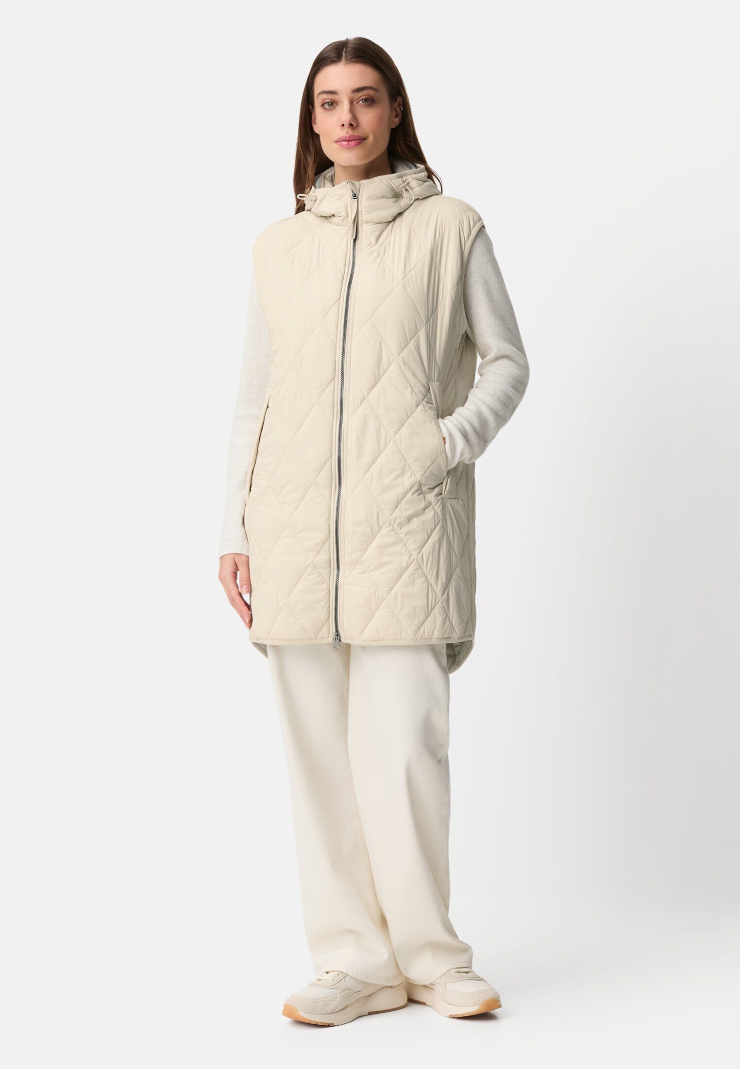camel active Longweste mit Kapuze ärmellos Markenlabel