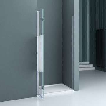 doporro Dusch-Falttür Nischentür ESG-Glas Teilsatiniert Easy-Clean-Beschichtung Teramo26, 70x190 cm, Einscheibensicherheitsglas