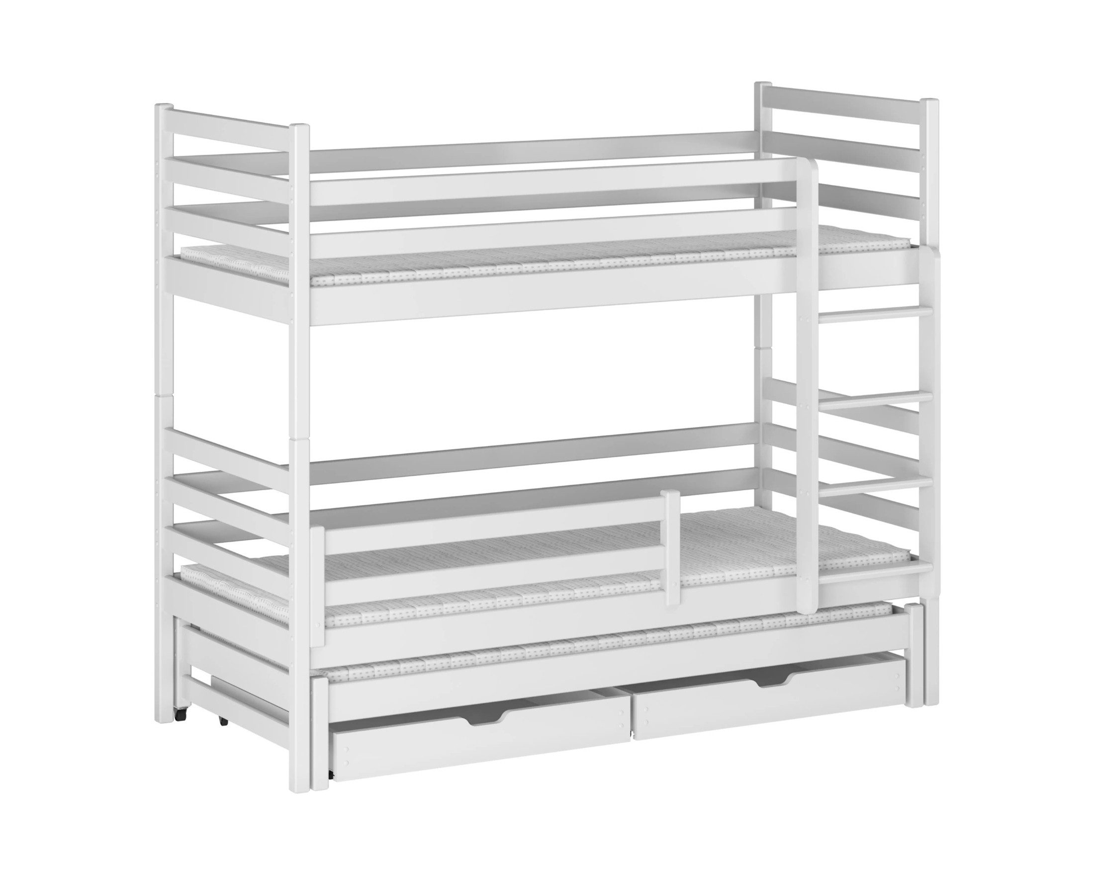 Etagenbett Hochbett mit Ausziehbett LEON für 3 Kinder 90x200 Weiß