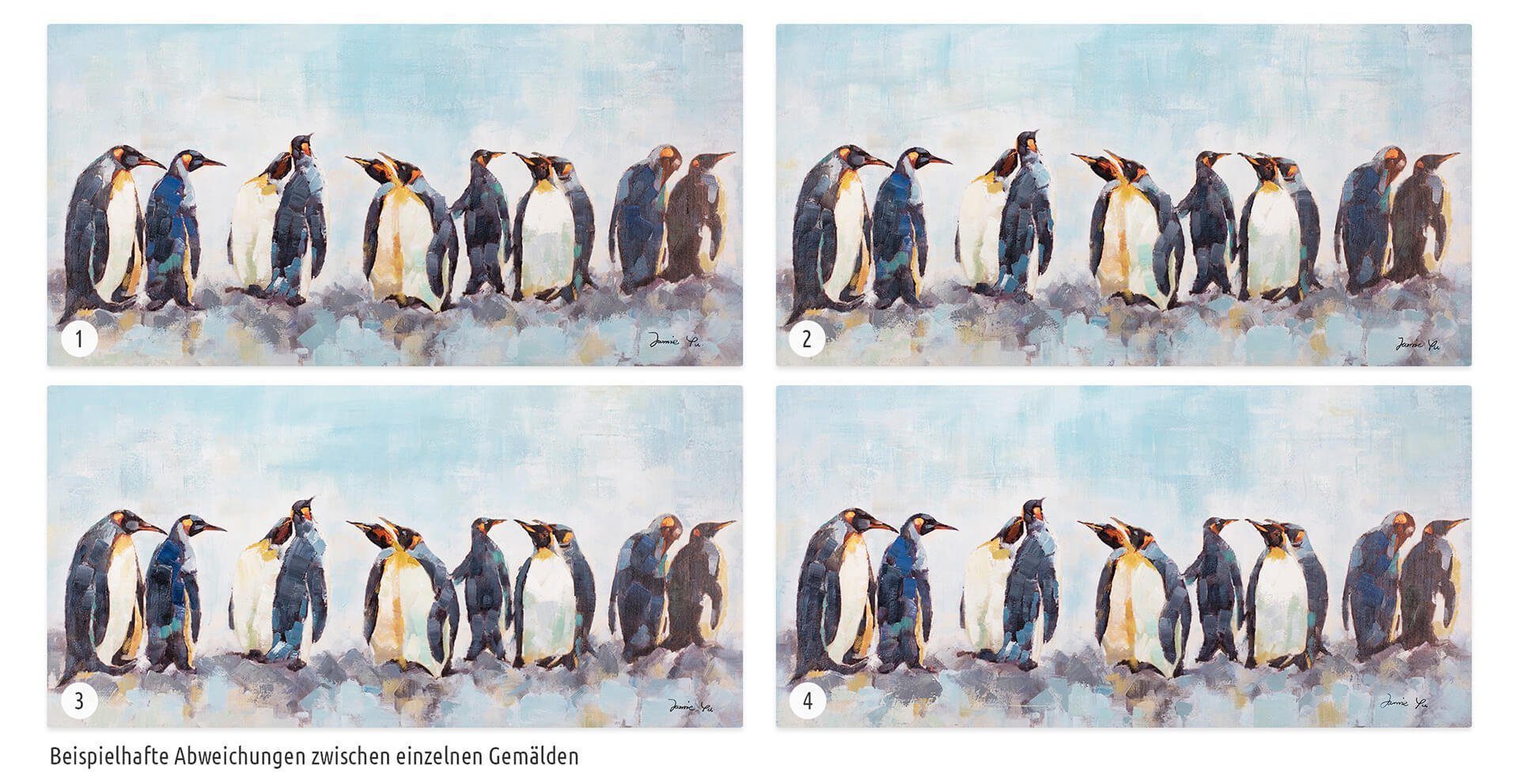 Pinguine Wandbild KUNSTLOFT Leinwandbild 120x60 HANDGEMALT Wohnzimmer Gemälde Kreis 100% der cm,