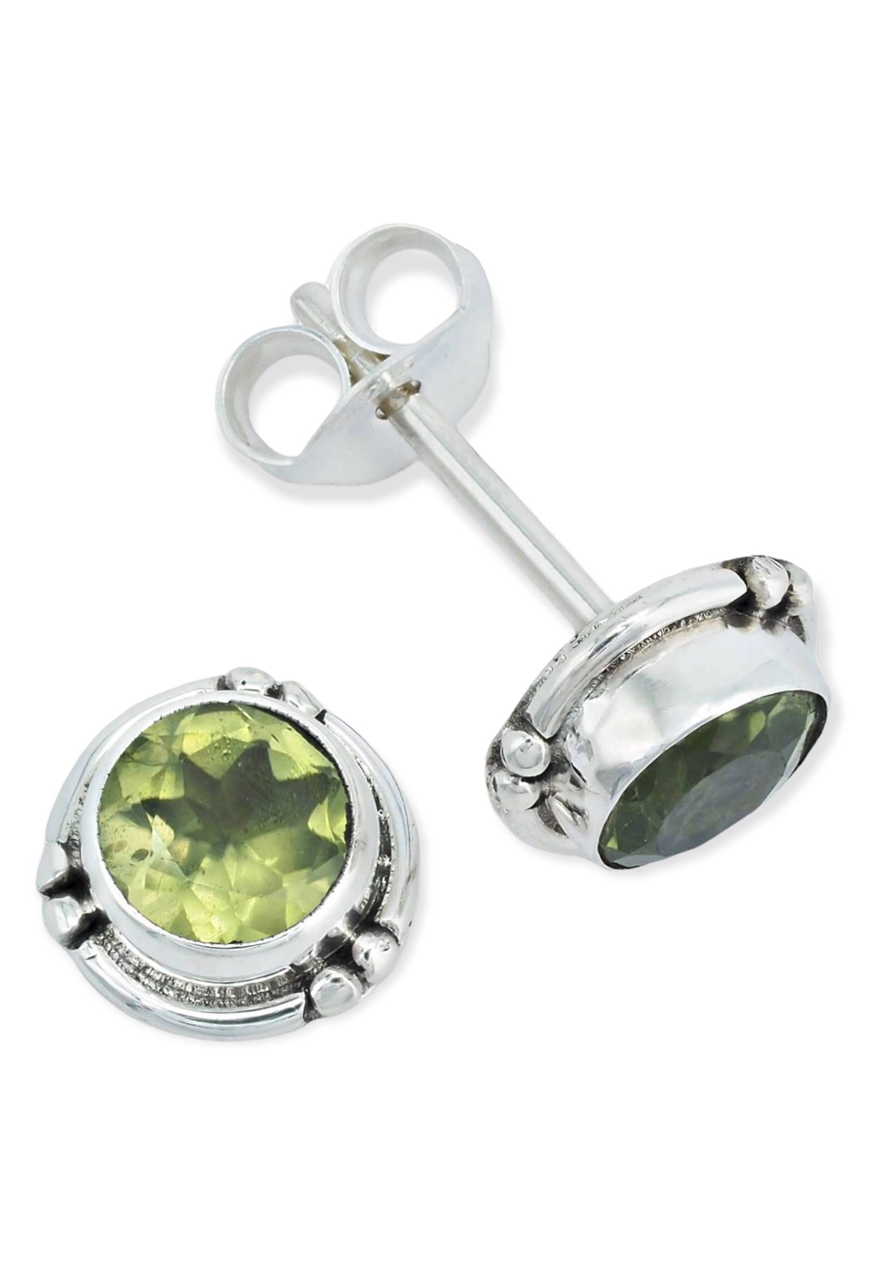 mantraroma Paar Peridot Silber Peridot 925er Ohrstecker mit facettiert