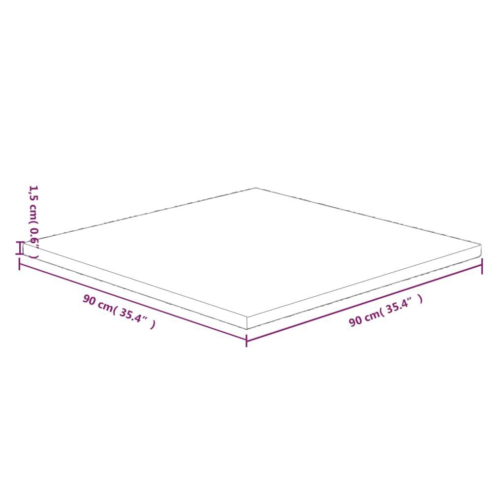 Eiche Behandelt Quadratisch St) furnicato 90x90x1,5cm Tischplatte (1 Dunkelbraun