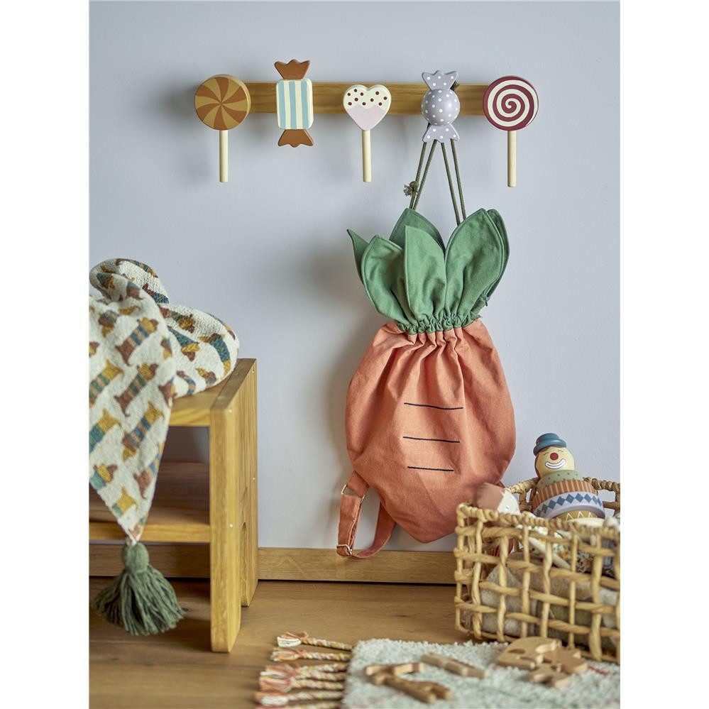 Bloomingville Wandgarderobe Rudy Garderobe Braun Holz Kindergarderobe 42 x 14 x 7 cm, Flurgarderobe, Jackenleiste, Süßigkeitendeko, Taschenhalter, Holzdeko