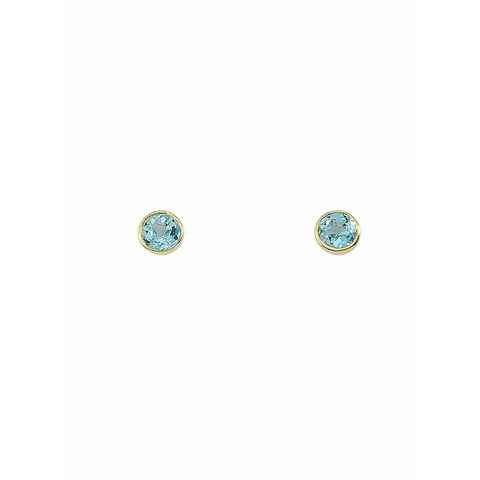 Adelia´s Paar Ohrhänger 585 Gold Ohrringe Ohrstecker mit Aquamarin Ø 5,8 mm, Goldschmuck für Damen