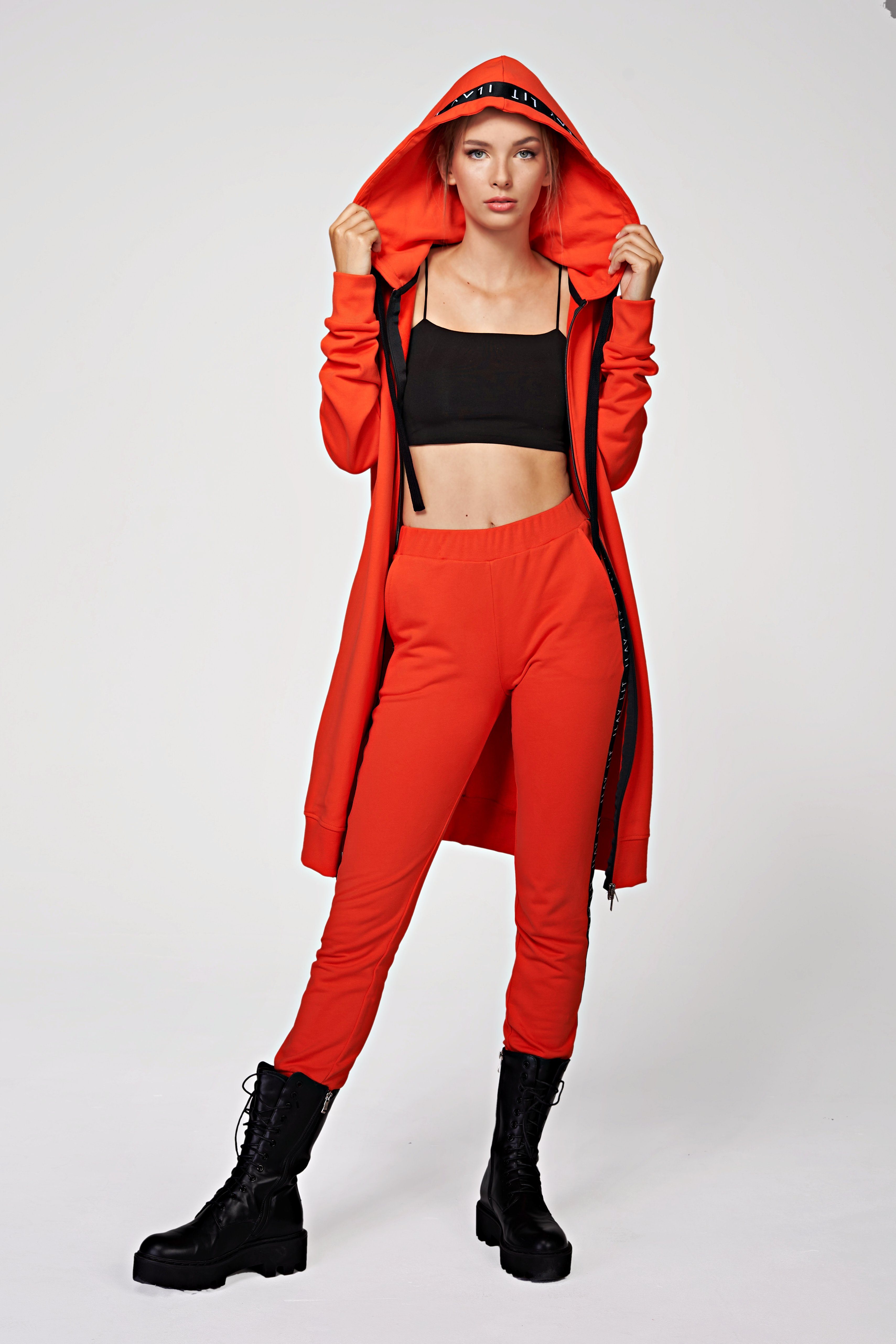 Kapuzensweatjacke Mantel, Coral Midi Lit ILAY