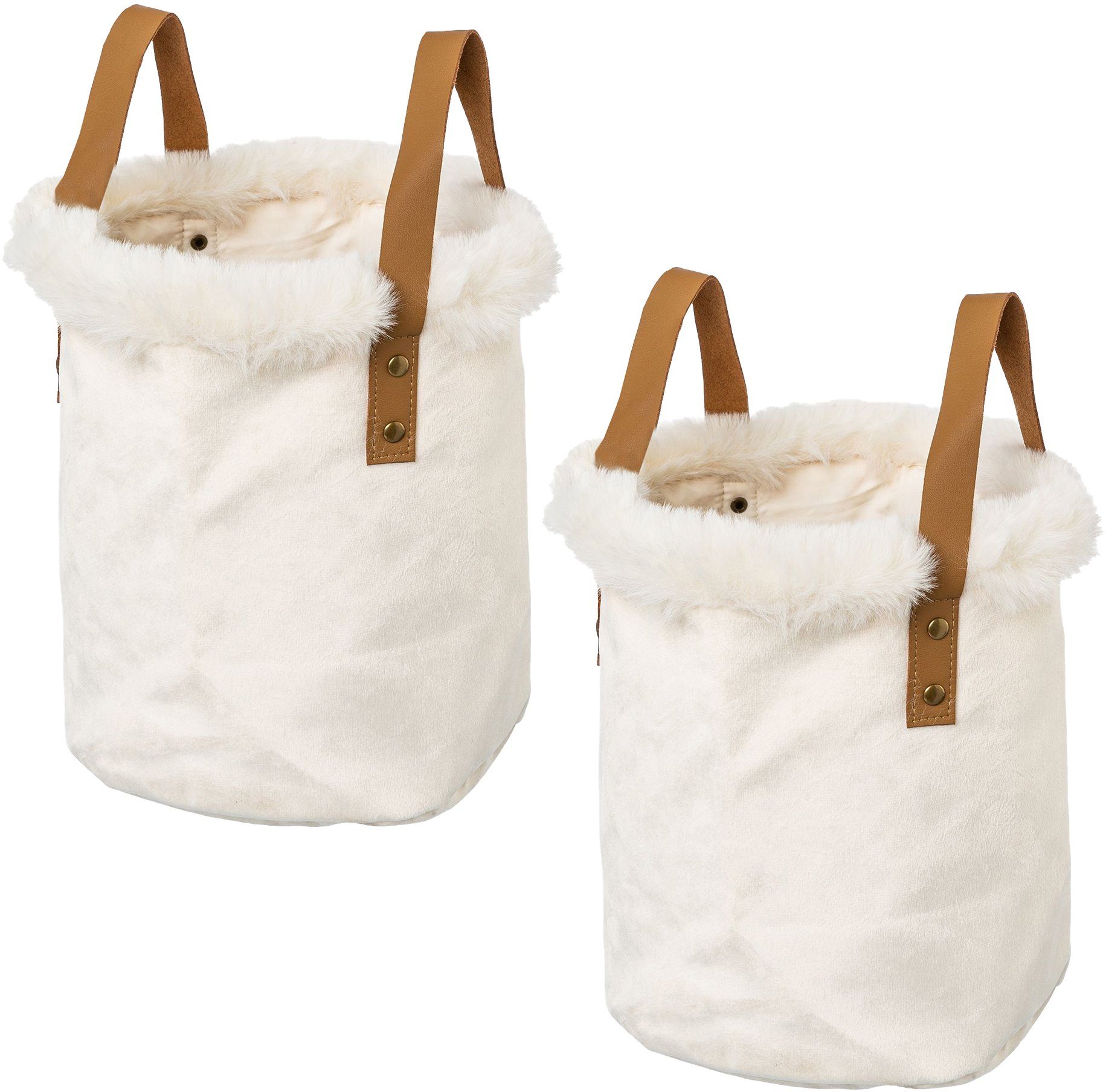 Creativ home Organizer Weihnachtsdeko (Set, 2 St), mit Kunstfellrand und Henkel, Höhe 20 cm, auch als Übertopf geeignet