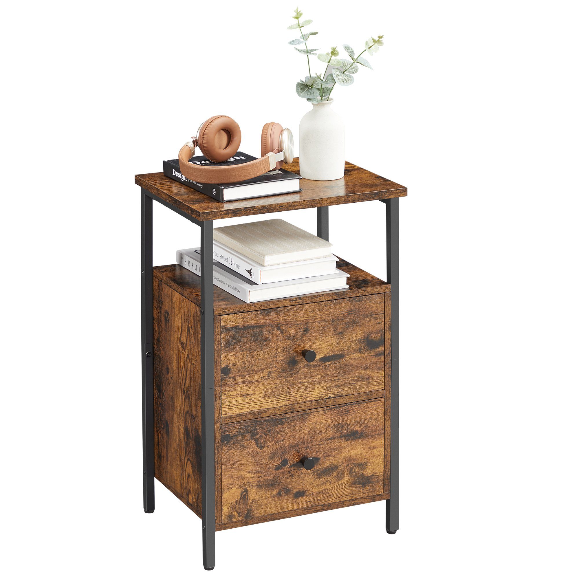 VASAGLE Nachttisch (1-St), mit 2 Schubladen, Industrie-Design, 38 x 28 x 60 günstig online kaufen