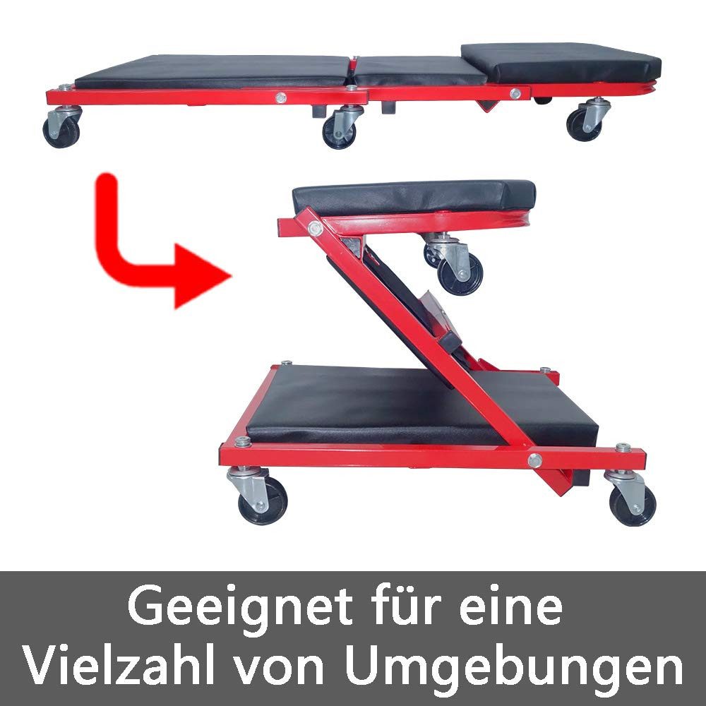 FIVMEN Werkstattwagen 2-in-1 Werkstatt Rollbrett Werkstatthocker, max. Traglast:150 kg, Werkstattliege Montageliege mit 360° Rollen bis 150 kg – Bild 5 von 5