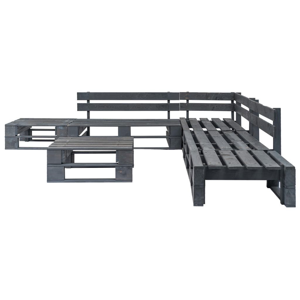 vidaXL Gartenlounge-Set 6-tlg. Garten-Sofagarnitur aus Paletten Holz Grau, (6-tlg)