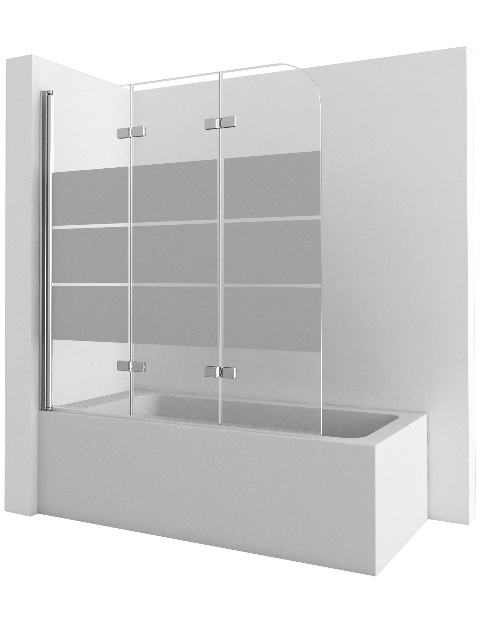 WDWRITTI Badewannenaufsatz mit ohne seitenwand Badewannenfaltwand 3 teilig faltbar milchglas, 6mm ESG