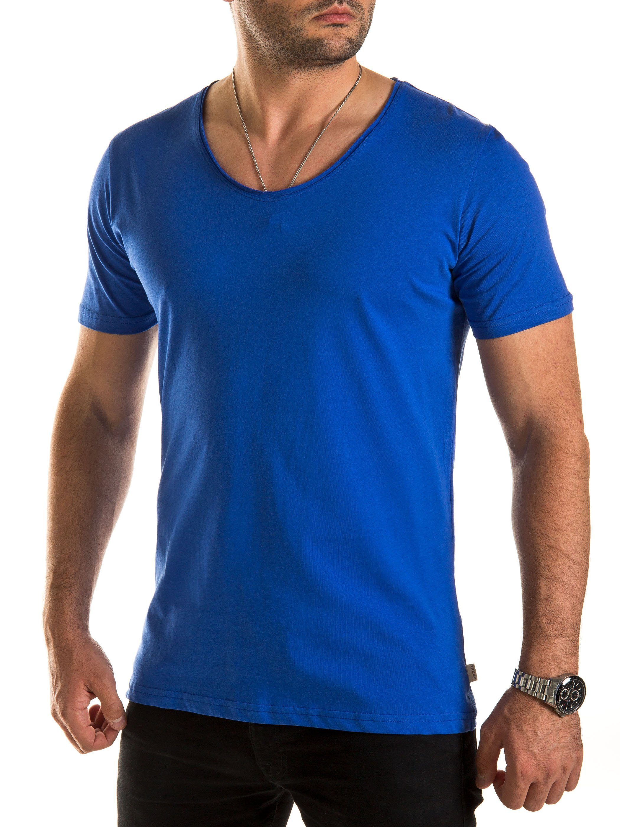 WOTEGA V-Shirt Nasus Basic Tee V-Neck Blau (deep ultramarine 193950)