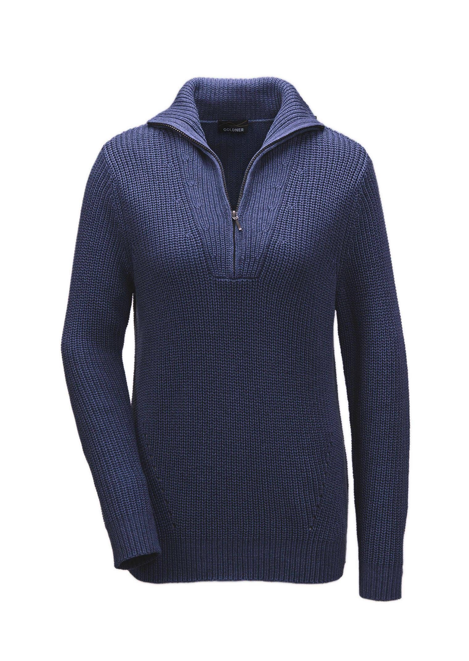 GOLDNER Strickpullover Sportiver Troyer mit Baumwollanteil günstig online kaufen