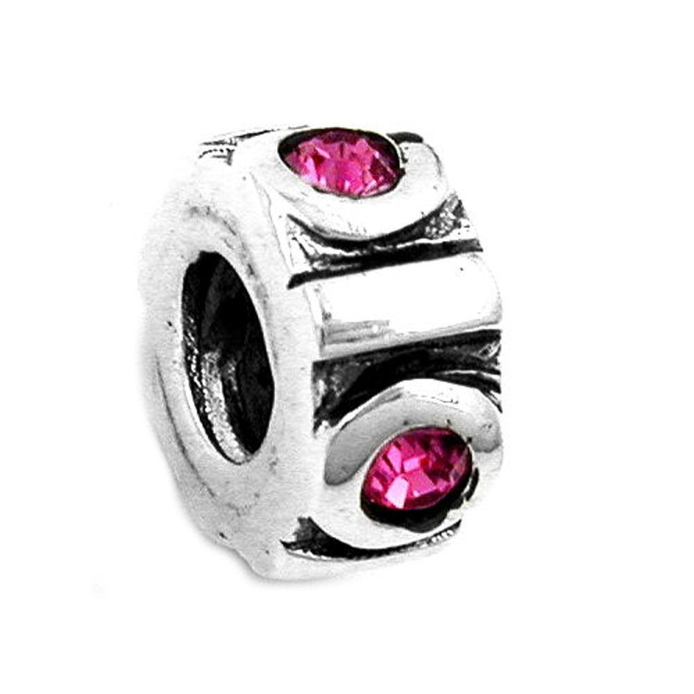 unbespielt Kettenanhänger Kettenanhänger Anhänger Perle Silber x und Silberschmuck inkl. bead Herren 925 mit für Glassteinen rhodiniert 10 4 pink Damen mm 5 Schmuckbox, kleiner