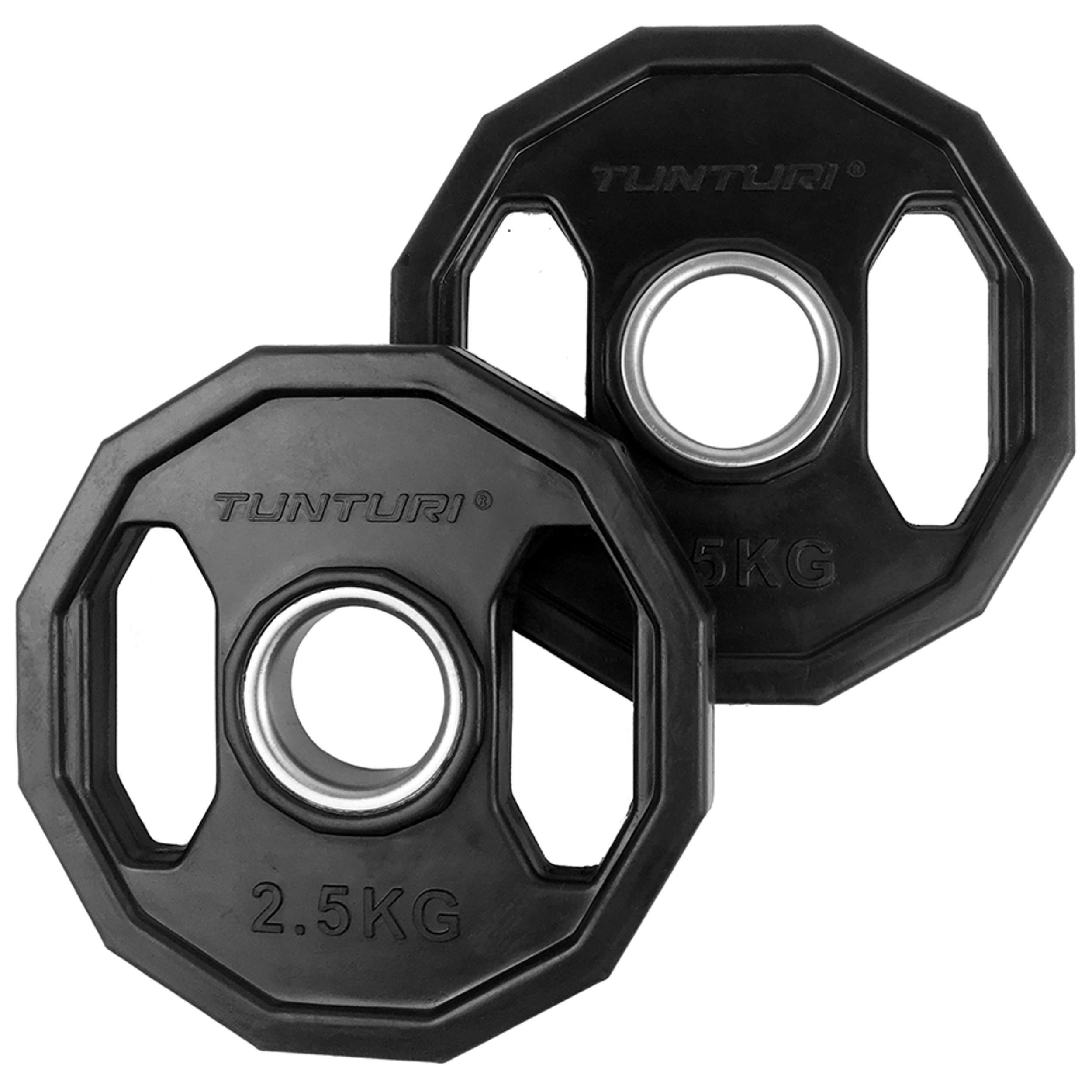 Tunturi Gewichtsscheibe Gewichtscheiben ⌀50 mm - Hantelgewichte aus Gummi mit Griffen