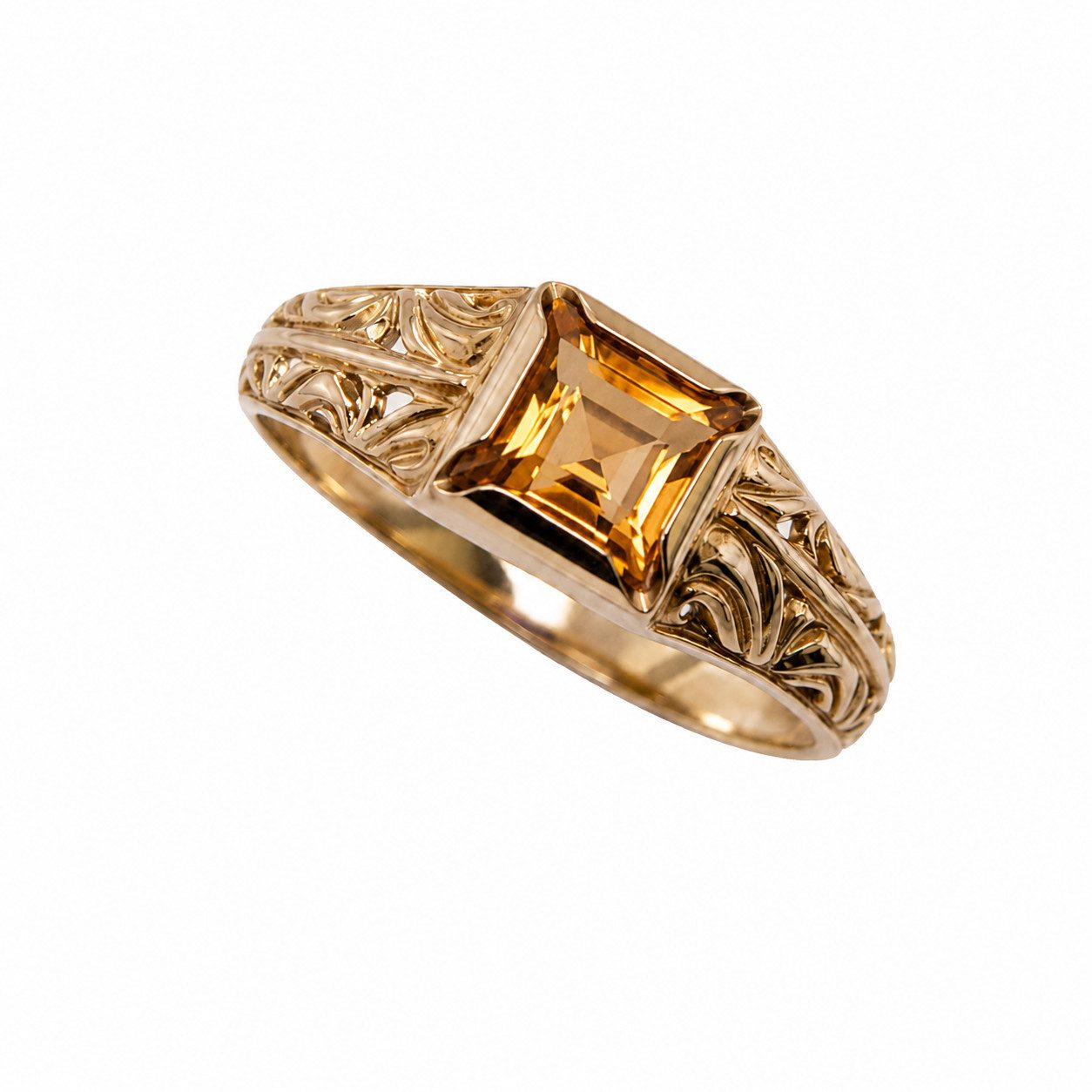 Sogni d'oro Goldring mit Citrin, Gelbgold 375