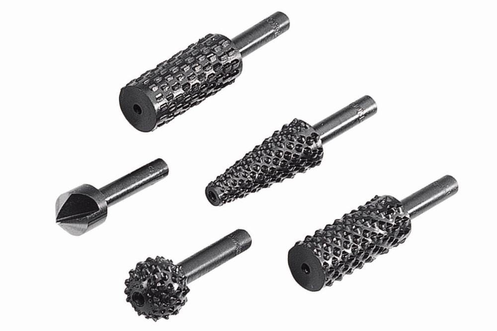 Bohrer- und Bitset Wolfcraft Raspel-Senker-Set 5-teilig Rundschaft