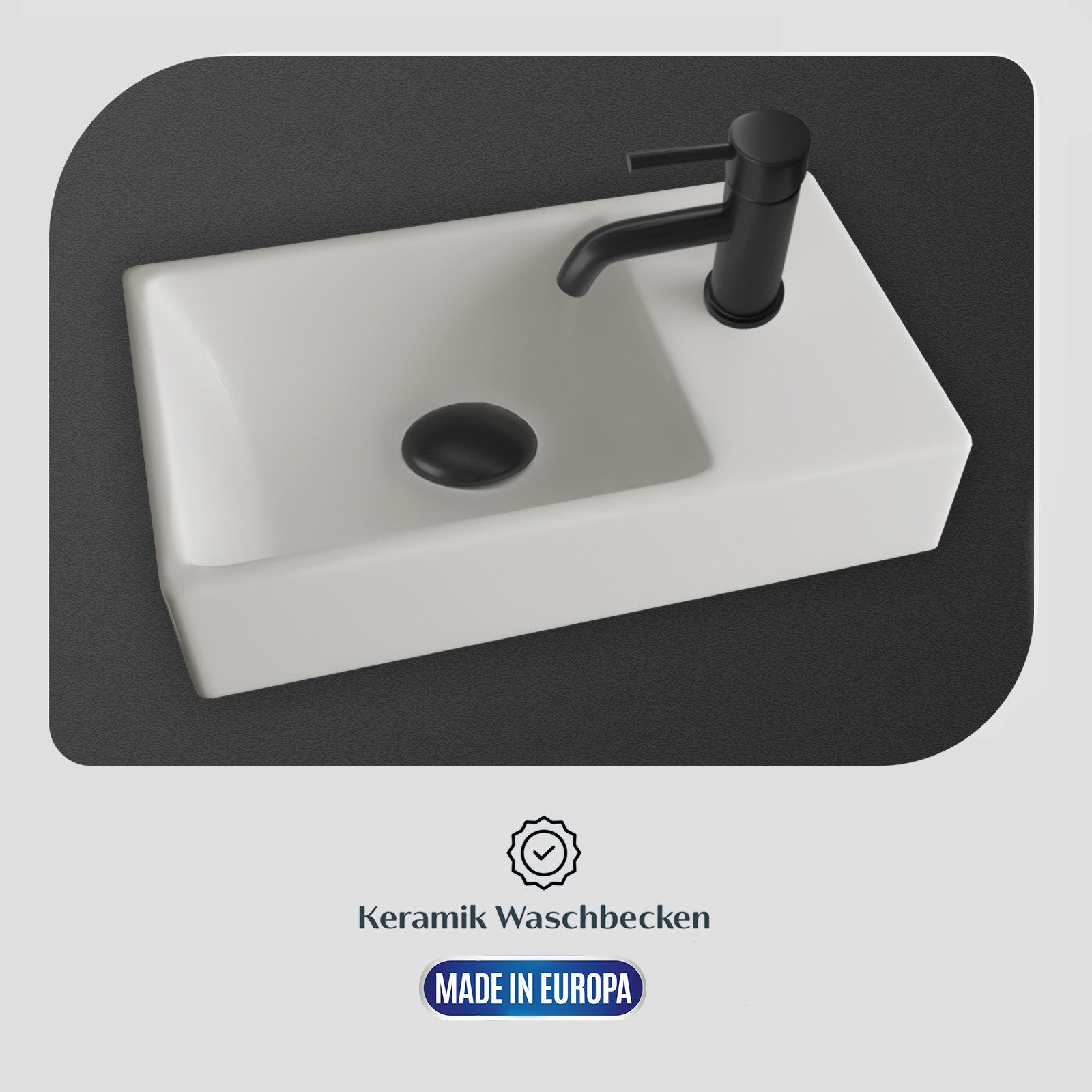 Alpenberger Badmöbel-Set - Waschbecken mit Unterschrank - Badschrank Komplett Vormontiert, (2-tlg., Badezimmerschrank schmal), Komplett vormontierter Waschbecke – Bild 5 von 5