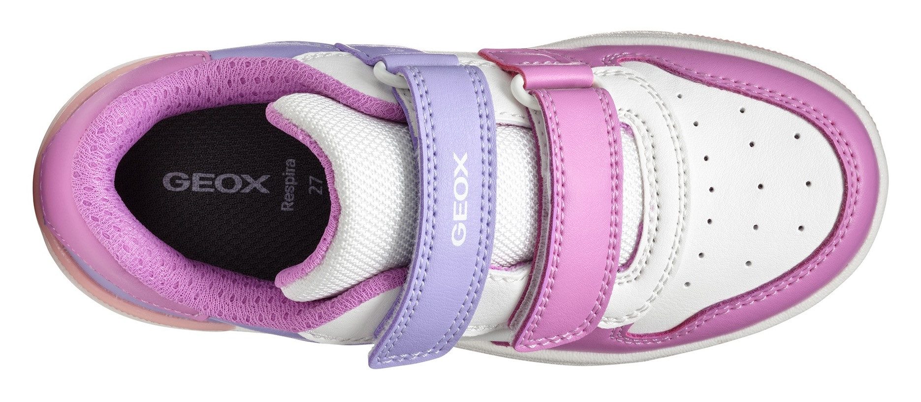 Geox J WASHIBA GIRL Sneaker, Sneaker, Freizeitschuh, Klettschuh im Retro Look