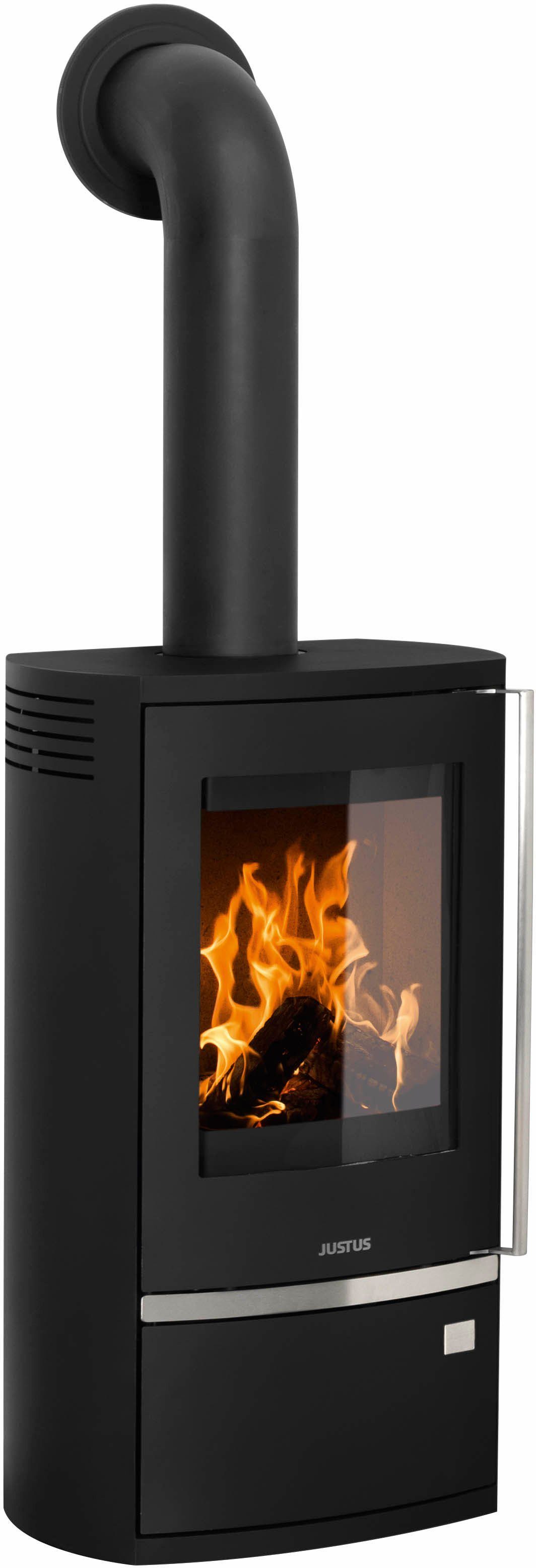 JUSTUS Kaminofen Reno R, 6 kW, Zeitbrand, Abgerundete Sichtscheibe aus  Glaskeramik von SCHOTT ROBAX® | Kaminöfen