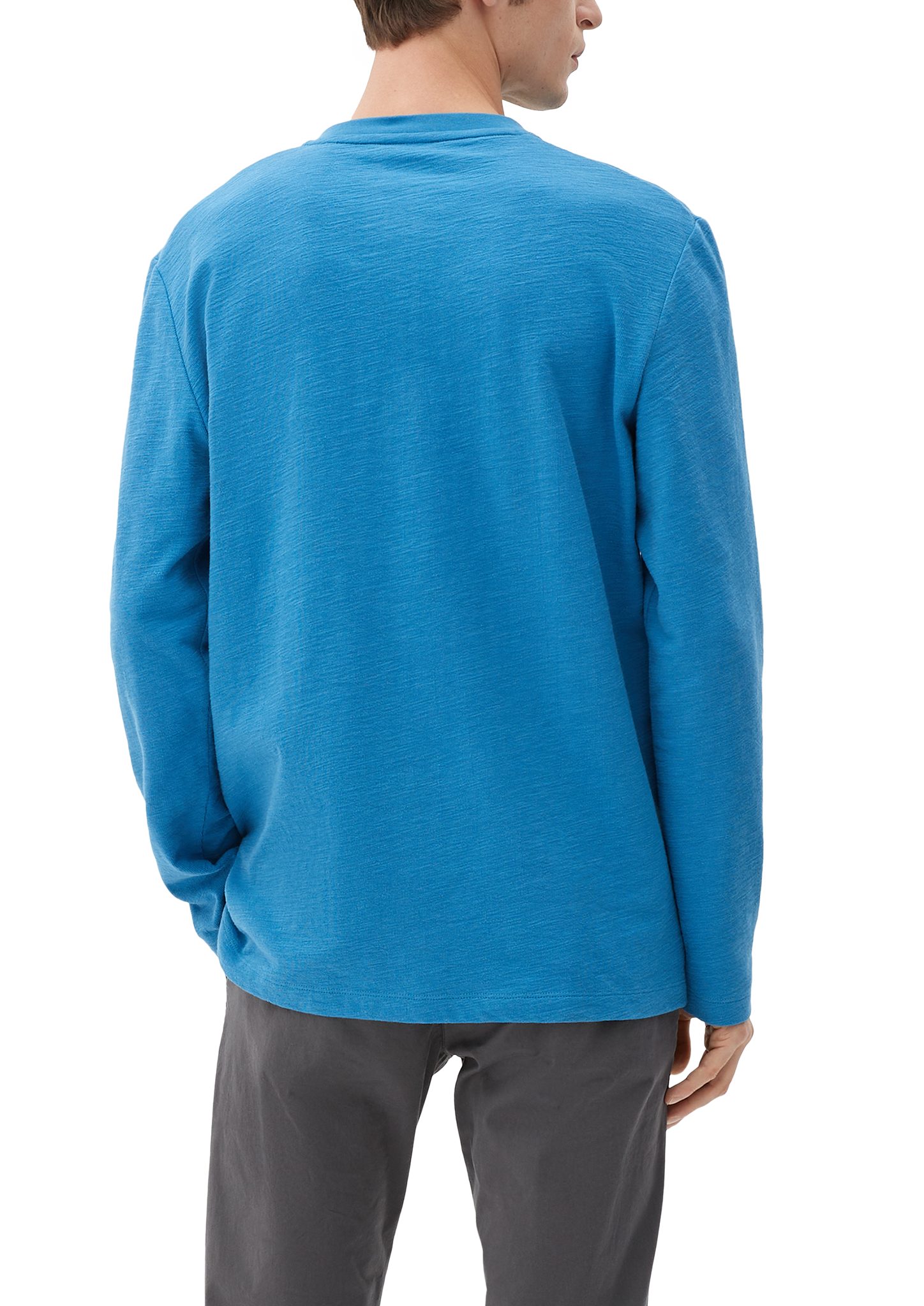 s.Oliver Langarmshirt Sweater mit Henleyausschnitt türkisblau