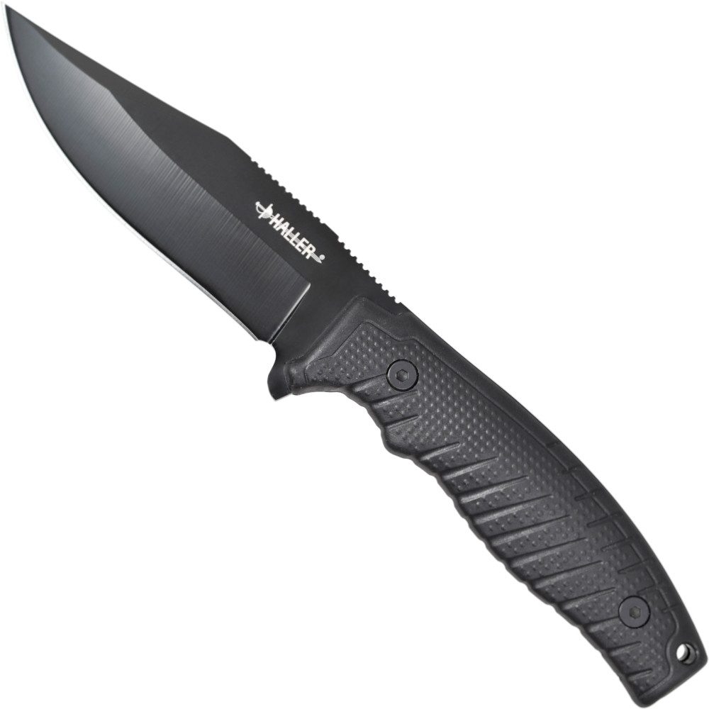 Survival Knife Outdoormesser schwarz Kunststoffscheide rostfrei