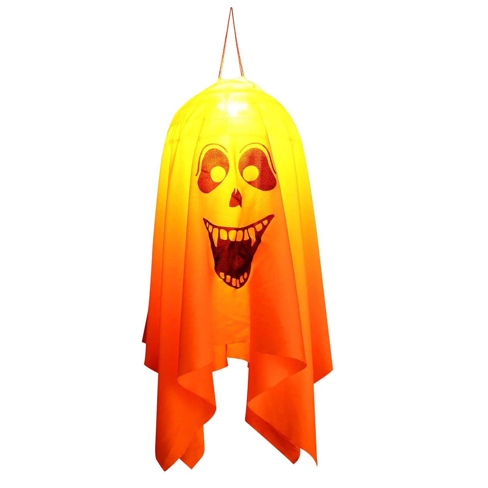 Rosnek Dekofigur Hängendes Geistertuch, mit gelbem Licht, für Halloween Party (1 St), Zauberer Horror Requisiten Haus Bar Dekoration Orange