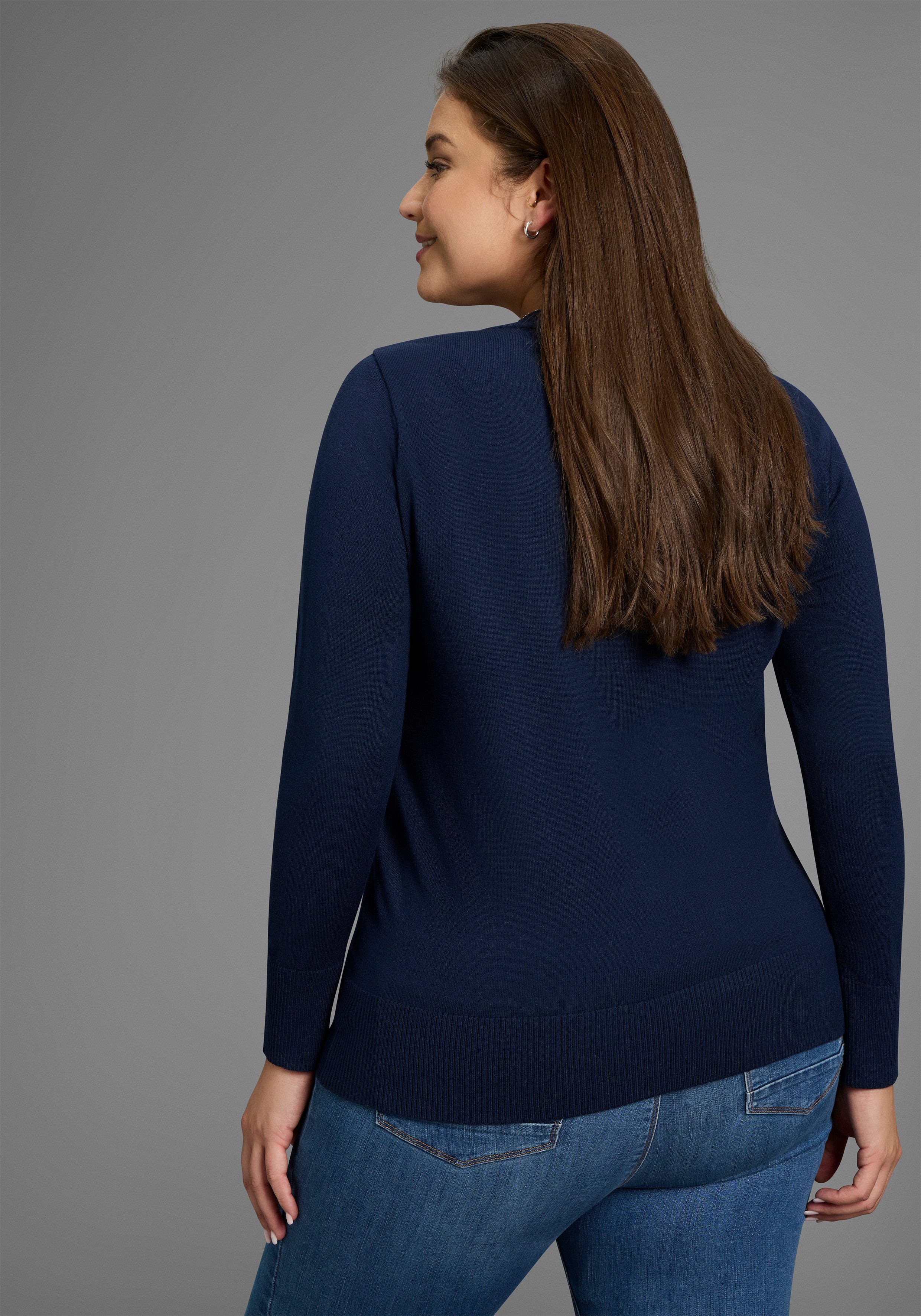 Laura Scott CURVE Strickpullover mit V-Ausschnitt günstig online kaufen
