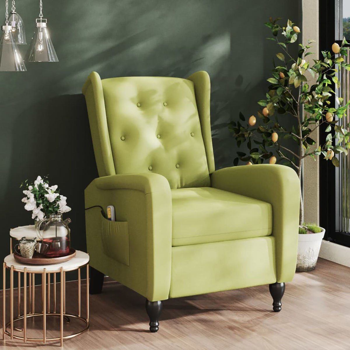 DOTMALL Stuhl Massage-Liegestuhl aus hellgrünem Samt